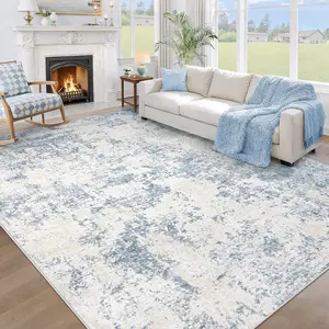8x10 Area Rugs for Living Room: Washable Area Rug Large Neutral Soft Rug Non Slip Low Pile Carpet for Bedroom Dining Room Nursery Office Playroom(Blue, 8'x10')