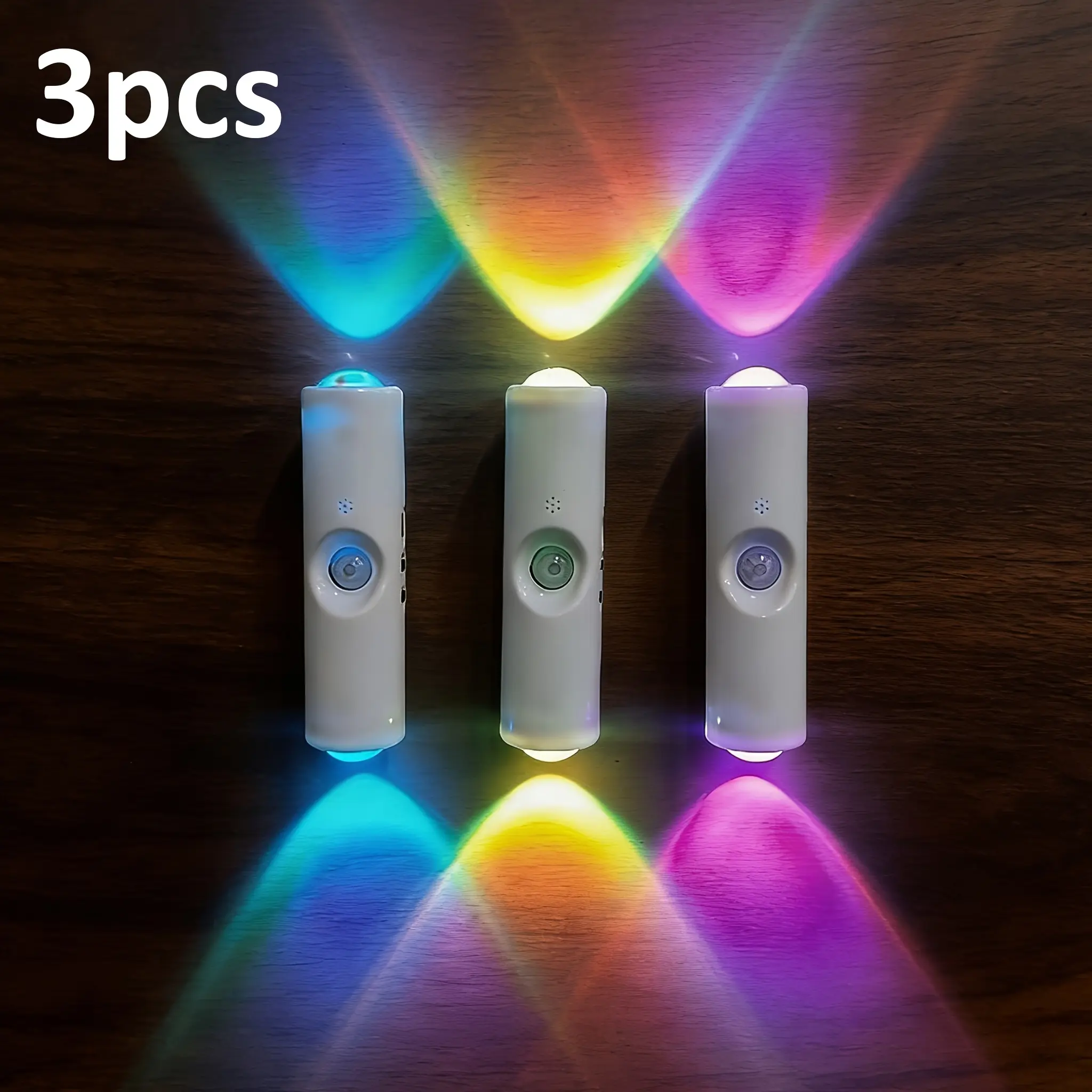 Smart Cat-Eye Sensor LED Ambient Night Light (3 Wall-Mounted Devices) - Human Presence & Motion Sensor, Automatic Switch, 3-Color/RGB Dimming, USB Charging Port, Dual-Use for Living Spaces