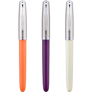3 Jinhao 86 Fountain Pen Set (Orange, Purple and White ) Extra Fine Nib with Refillable Ink Converter
