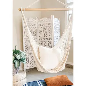 White Woven Macrame Hammock Chair | DIANA
