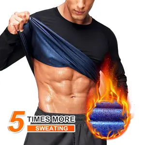 CATTIBOR Men's Sweat Sauna Shirts,Men Sport Vest Long Sleeve Shapwear,Men Breathable Vest Tank Top,Fitness Workout Sports Vest Excerise Waist Trainer Long Sleeve Shirt,GYM Wear,Workout Clothing