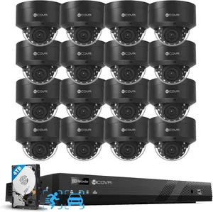 PoE 4K 16 Channel Security Camera System for Business, Human Vehicle Detection, 16x 8MP IK10 Vandal-Proof IP67 Dome Commercial IP Camera Night Vision, 16CH NVR 4TB, 24/7 Recording, LY54AB8M1616