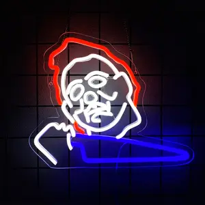 “Man Holding Knife” Neon Wall Art, LED Neon Sign Perfect for men's spaces, home parties, birthday celebrations, and bar decor USB-powered