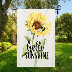 12x18 Garden Flag Sublimation Design, Sunflower and Bee, Hello Sunshine, A57