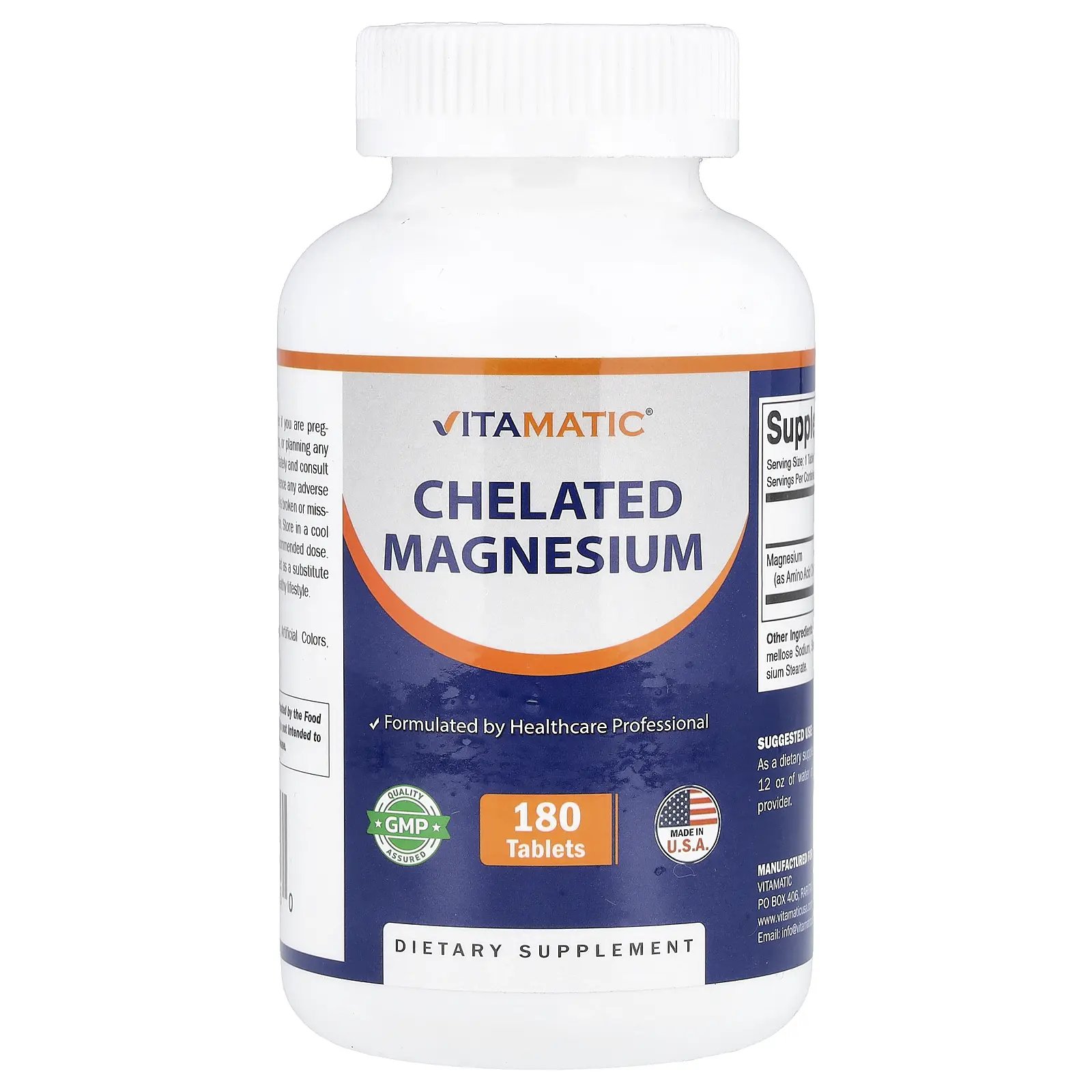 Vitamatic Chelated Magnesium, 180 Tablets (300 mg per Tablet)