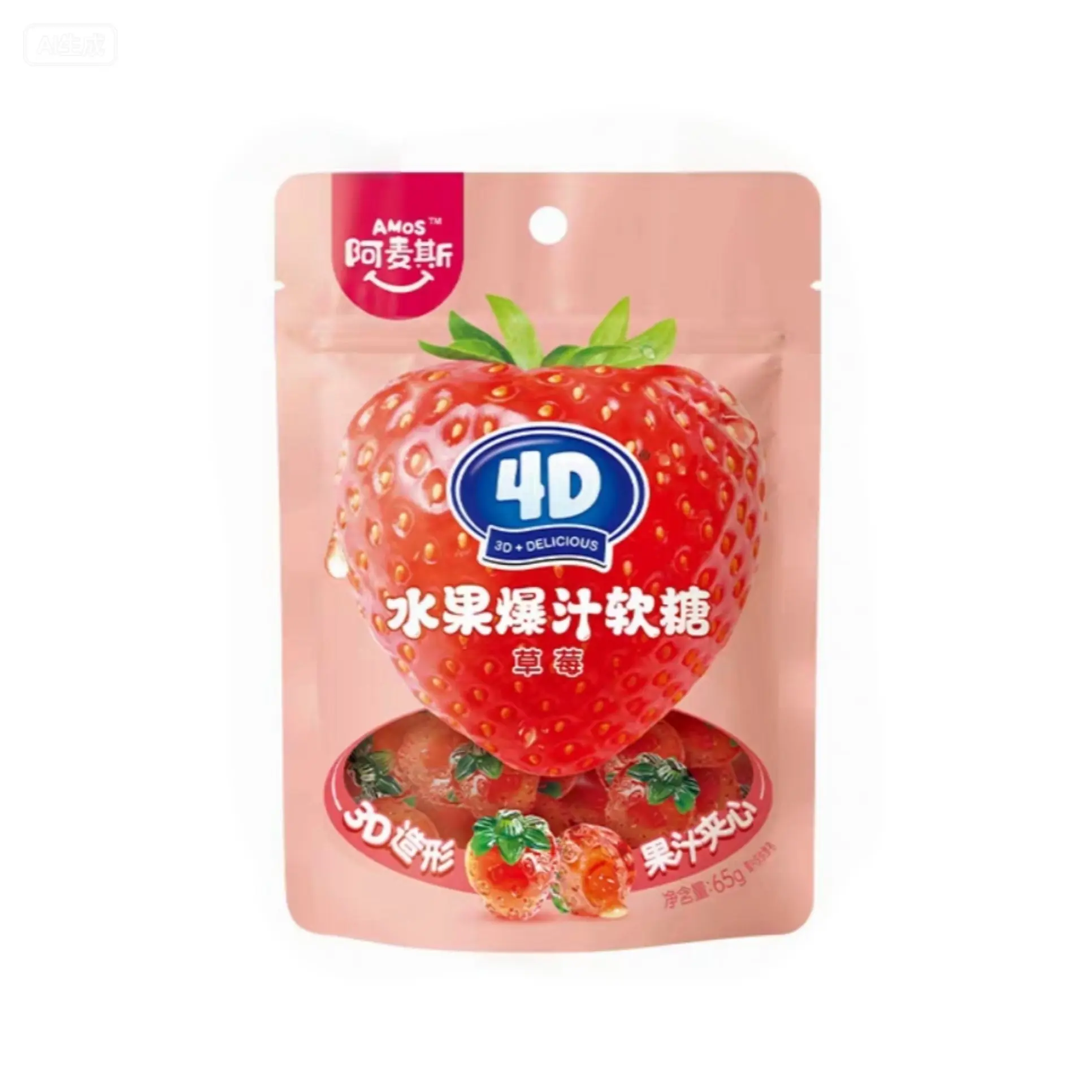Amos 4D Fruit Gummies - Strawberry 65g (China)