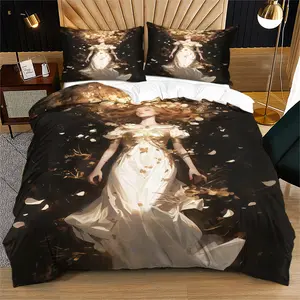 Love God Aphrodite print pattern does not carry cotton, soft and durable bed duvet cover set, including 1 duvet cover and 1 or 2 pillowcases, without a core or pillow core, suitable as a Valentine's Day gift