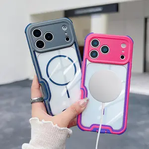Anti-Drop Rugged Case For iPhone 17 16 15 14 13 12 11 Pro Max Wireless Charge Cover Clear Magsafe Compatiable Case Shockproof Protection Cover