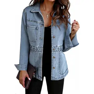 2026 Denim Jacket for Women Distressed Jean Jacket Button Down Shacket with Pockets