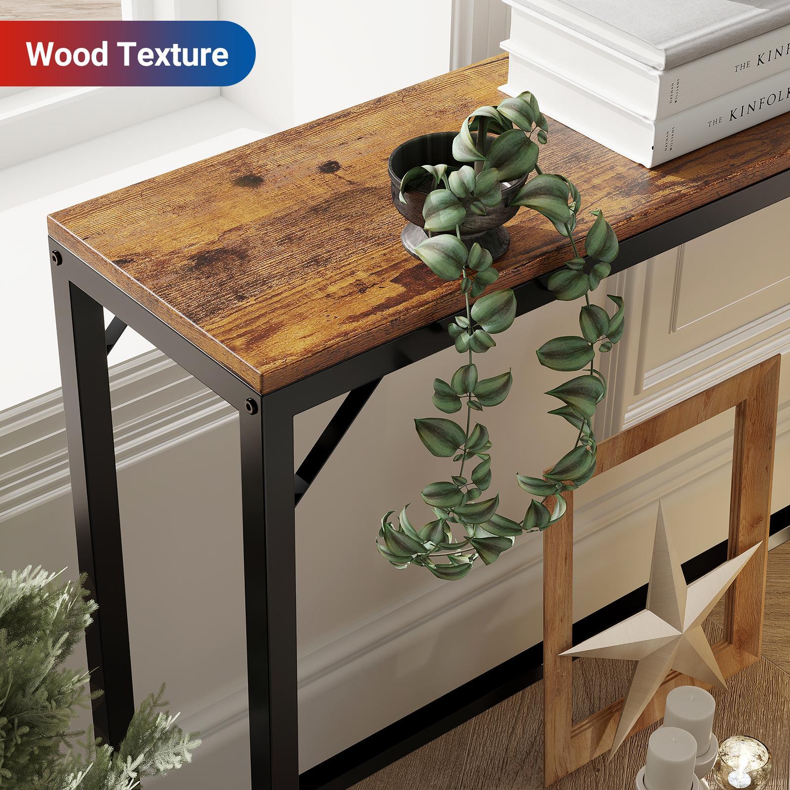 39.4" Narrow Entryway Console Table with Charging Station, Modern Sofa Side Table with Power Outlets & USB Ports, Sturdy MDF & Metal Legs Accent Table for Living Room & Foyer