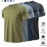 Men's Solid Color Short Sleeve Sports Tee, Breathable Sweat-Absorbing Quick-Drying T-shirt for Outdoor Workout Running Cycling, Casual Sportswear for Men, Activewear