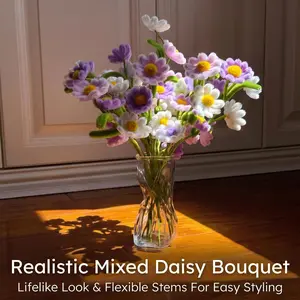 10-Stem Purple Pipe Cleaner Flower Bouquet （No Vase）