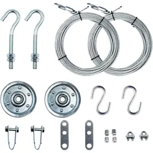 LAJIAOZ Garage Door Cable and Pulley Replacement Kits Garage Door Hardware Parts Hinges/Rollers/Wheels/Top Bracket/Wire Rope(For 8' Height Doors) Kunyu