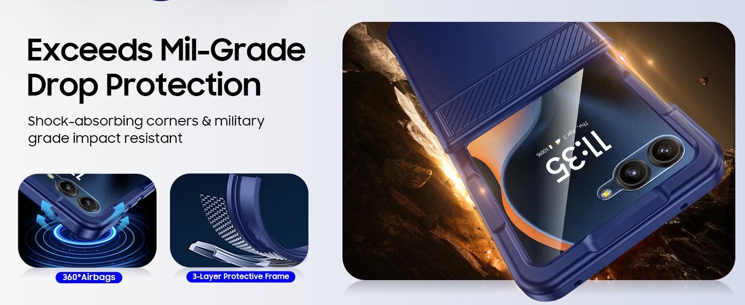 Vizvera for Motorola Razr Case w/ RFID Blocking – Card Holder, Hinge Protection & Screen Protector