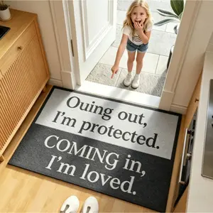 Blessing Letter Pattern Door Mat Funny Doormat Going Out Im Protected Coming In Im Loved Entryway Rug Non Slip Rubber Backing Indoor Outdoor Welcome Mat For Front Door Porch Home Decor Durable Absorbent Floor Mat For Living Room Bedroom Dormitory Entrance