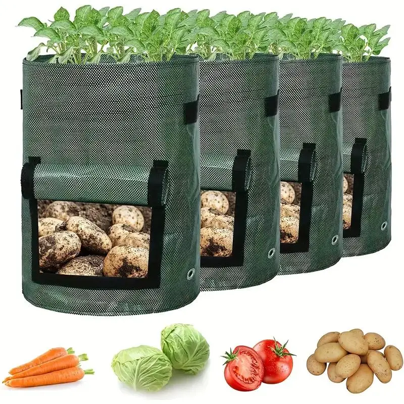 Potato Grow Bag, 7 Gallon Large Capacity Breathable Planter with Flap & Handle, Reusable Vegetables Garden Planting Bag, Gardening, Garden Accessories