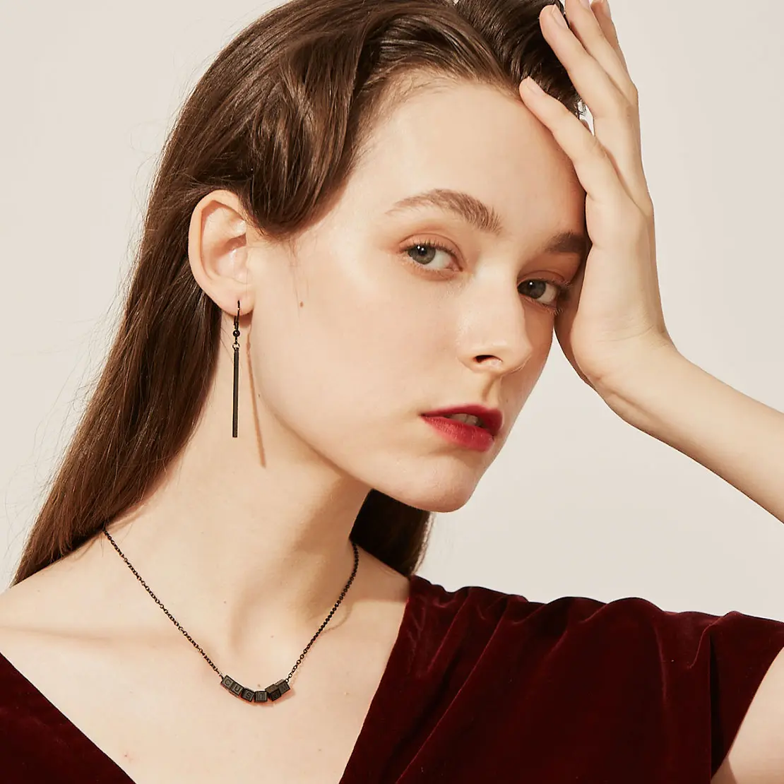 Bar Drop Earrings Thin Flat Geometric Stick Pierced Linear Dangle Earrings
