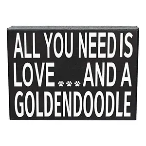 JennyGems Goldendoodle Mom Gift - All You Need is Love and a Goldendoodle Wooden Sign - Dog Lover Christmas Present, Shelf Decor or Wall Art, USA Made