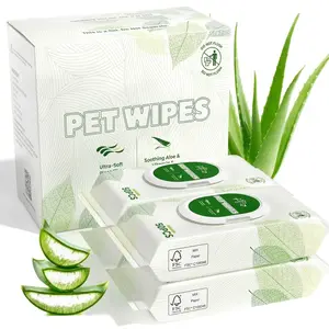 Dog Wipes & Cat Wipes 200 Count | Hypoallergenic Unscented Pet Wipes | Aloe & Vitamin E Grooming Wipes | pH Balanced Paw Body Eye Ear Wipes | All Natural Plant Fiber | Pearl Texture Pet Cleaning Wipes