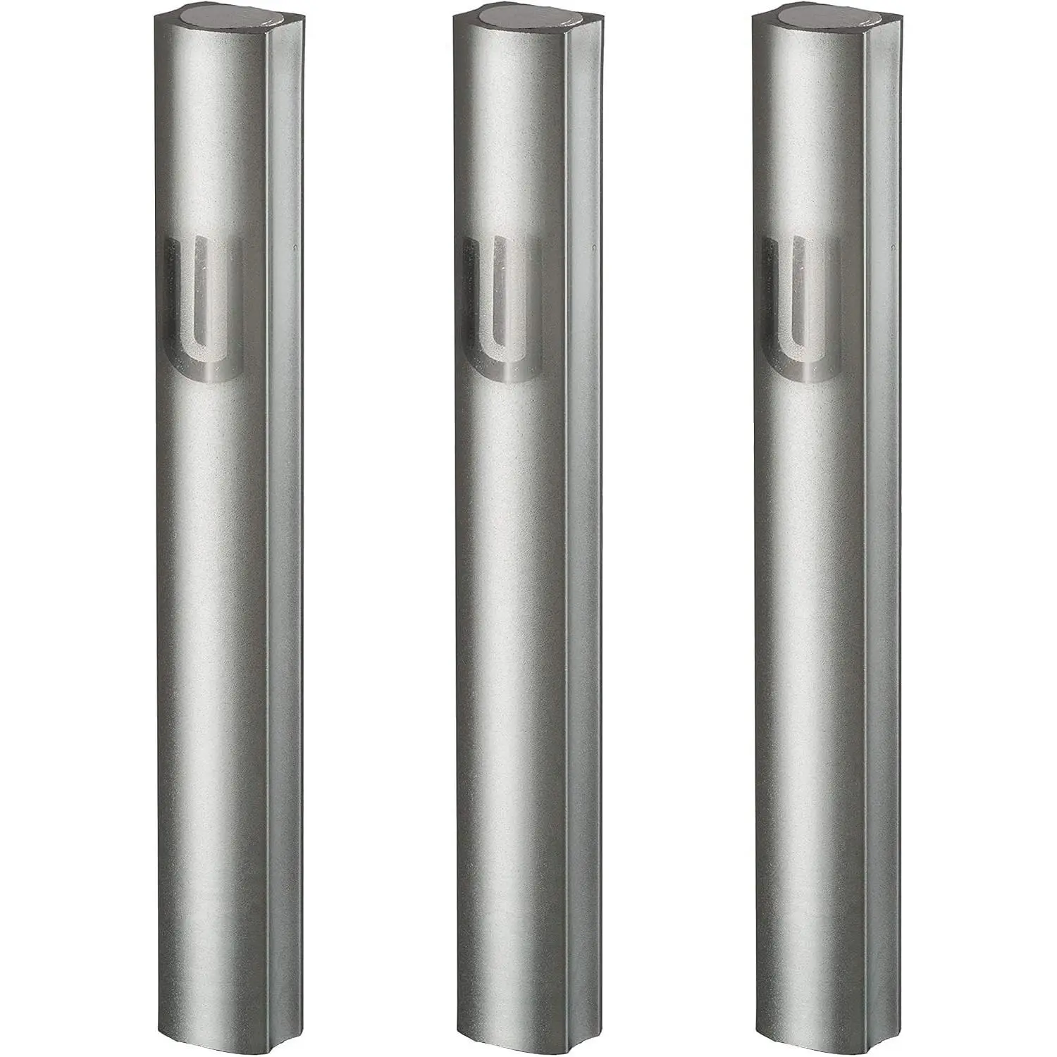 3-Piece Aluminum Door Mezuzah Cases: Special Profile, No Holes, 4-Inch 10cm Hebrew Parchment Scroll Holder Boxes