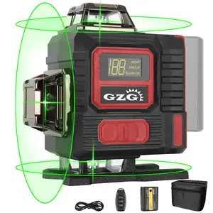 GZG Laser Level 4x360 Self Leveling 16 Lines Green Beam 4D Cross Line Laser Tool, Pulse Mode & Construction Tiling Picture Hanging Line Laser Tool
