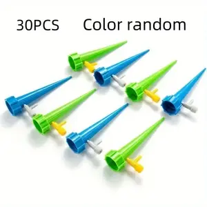 30pcs Plastic Automatic Irrigation Drippers - Adjustable Slow-Release Watering Nozzles with Control Valve for Outdoor, Vacation Garden Watering Supplies