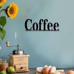 Decorative Art Style Coffee Letter Wall Sculpture, Wall Art Decoration, Iron Home Decor, Living Room Bedroom Kitchen Cafe Indoor Outdoor Hanging Artwork, Housewarming Gift