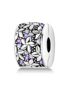 Rhinestone & Flower Decor Clasp Clip Charm, Elegant Style Beads for Bracelet Necklace Making, Fashion DIY Jewelry