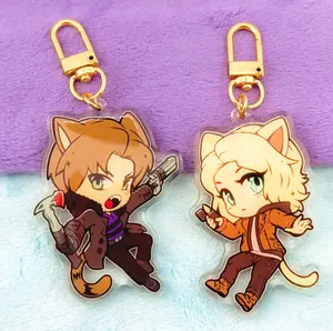 2 Vers Resident Evil Chibi Cats Acrylic Keychain, Leon & Ada Cutest Bag Charms Gifts