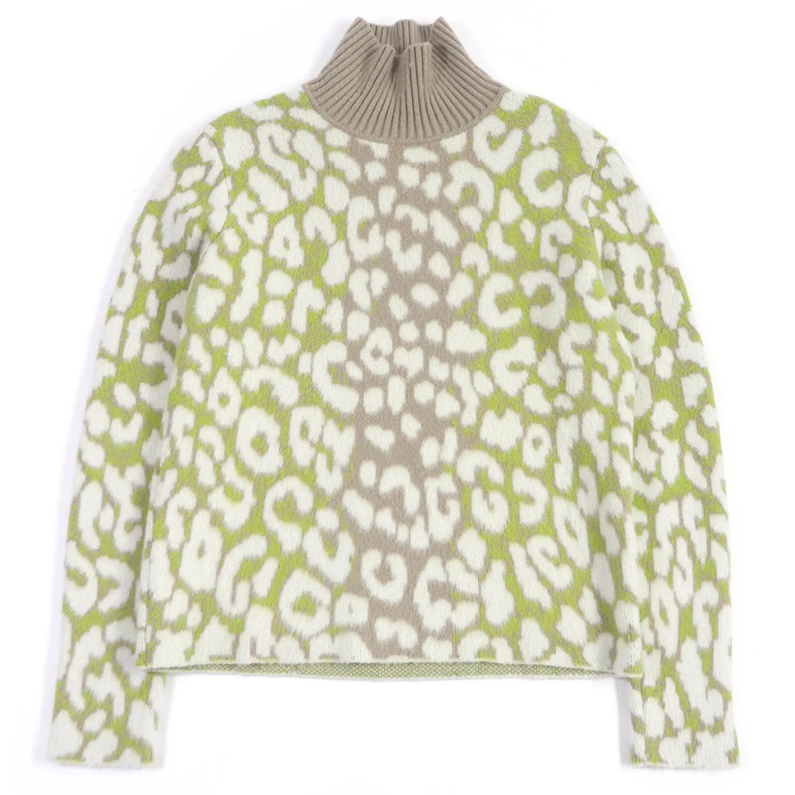 Pre-owned Dior Others Small Leather Goods Leopard Cashmere High Neck Sweater M