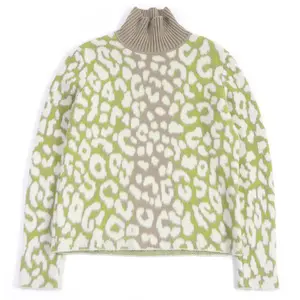 Pre-owned Dior Others Small Leather Goods Leopard Cashmere High Neck Sweater M