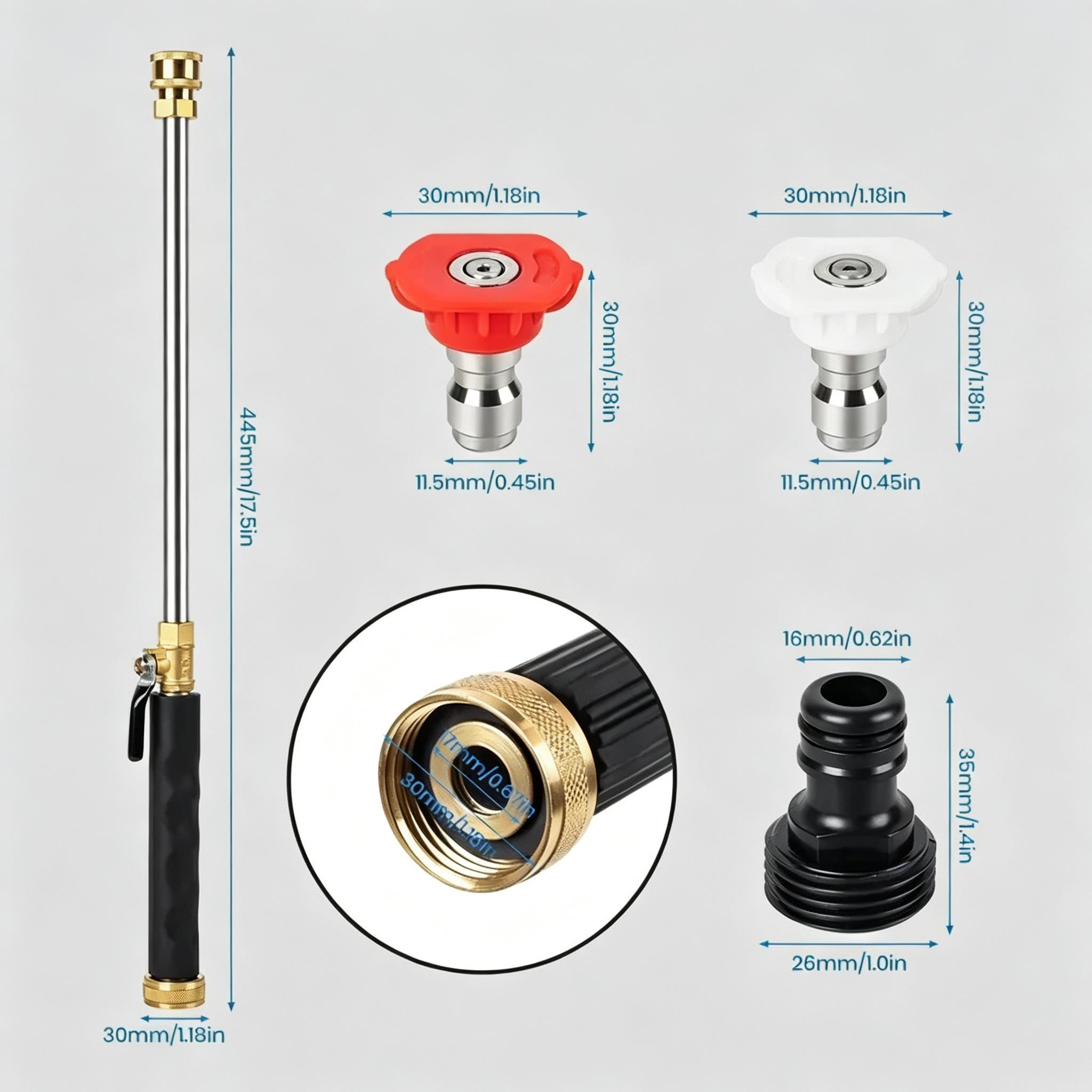 Garden Hose Hydro Jet Power Washer with 2 High Pressure Nozzles & Quick Connectors for Car Wash, Patio and Driveway Cleaning