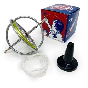 TEDCO Original Vintage Metal Gyroscope Made in the USA Ages 8+ with String Pedestal and Trick Box Classic Nostalgic Toy
