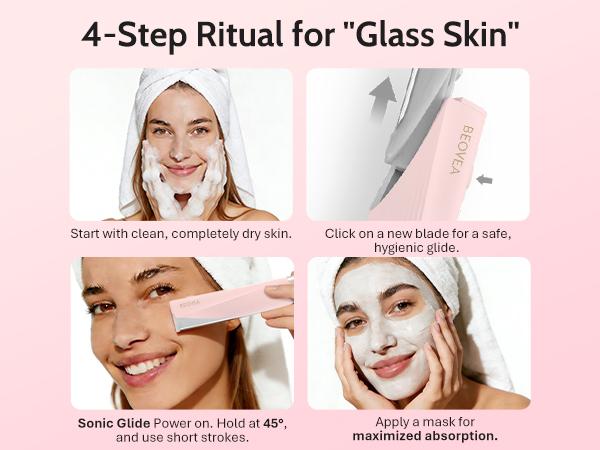 Sonic Dermaplaning Tool for Face, Rechargeable Peach Fuzz Remover with LED Light, 3-Speed Vibration for Smooth Radiant Skin, 6 Replacement Blades, Electric Facial Hair Removal Tool for Women, Exfoliating Face Shaver for Glowing Skin