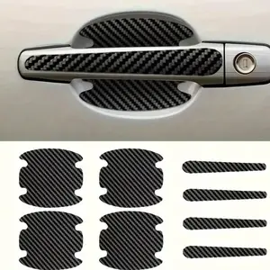 Carbon Fiber Car Door Handle Cover, Scratch Resistant and Collision Proof, Durable Waterproof Adhesive Protective Wrap for Cars, Car Accessories