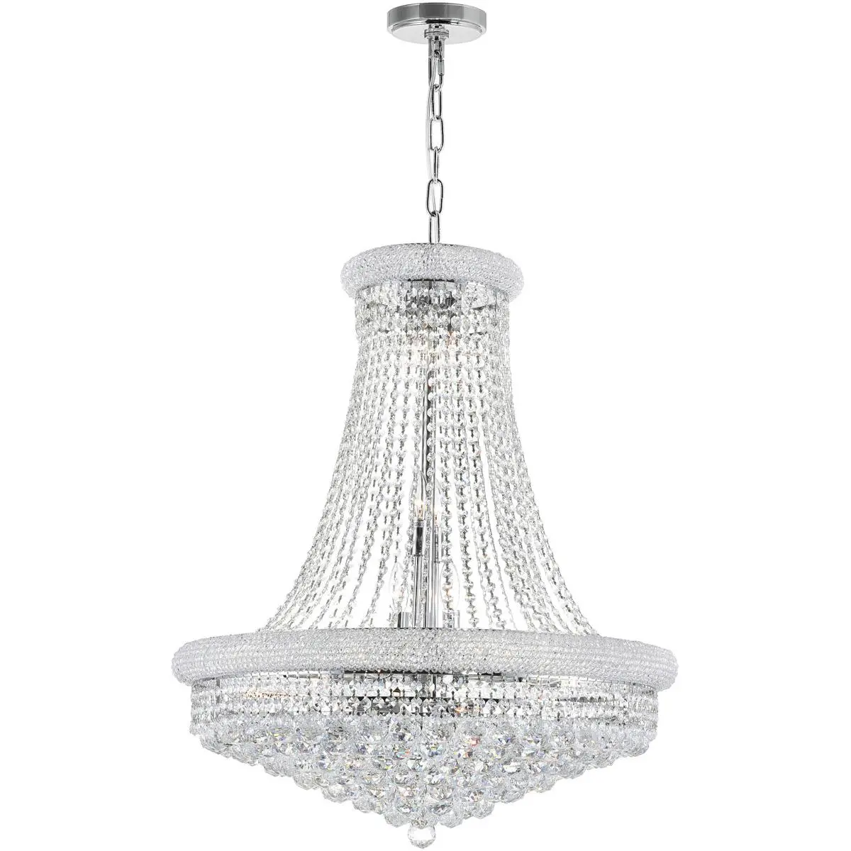 CWI Lighting Empire 18 Light 28 inch Chrome Down Chandelier Ceiling Light 8001P28C