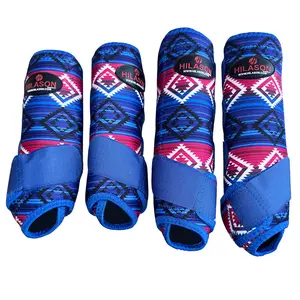 Hilason Horse Front Rear Hind Leg Sport Boots Set of 4 Blue