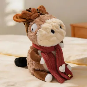 New Cartoon Little Donkey Plush Toys Soft Fluffy Sitting Pose Donkey Doll Warm Lovely Kids Companion Animal Desktop Decor