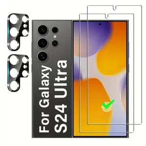 Compatible with Samsung Galaxy S26/S26 Plus/S26 Ultra, 2+2 Packs HD Clear Tempered Glass Screen Protector and Camera Lens Protector for Samsung S25 Ultra 5G, Crystal Clear, Easy Installation, Anti-Fingerprint, High Cl...