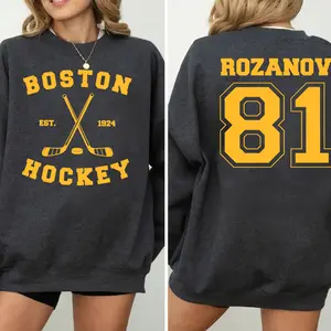Retro Rozanov Hockey Vintage Sweatshirt, Queer Hockey Fan Crewneck, Boston Hockey Sweater and Hoodie, Unisex Shirt for Men and Women