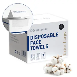 Disposable Face Towels, Disposable Face Towelette, Dry Wipes, Extra Large Size, 100% Natural Fibers, Super-Soft, Extra Absorbent, Makeup Remover, 100% Biodegradable, 50 PCS