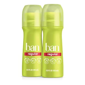 Ban Invisible Roll-on Antiperspirant Deodorant for Women and Men, 24-Hour Underarm Odor & Sweat Protection, Regular, 3.5 Oz, Pack of 2