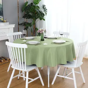 Sage Green Round Tablecloth Waterproof Heavy Duty Wrinkle Free Polyester Fabric Table Cloth, Spillproof Washable Table Cover for Party, Camping, Picnic, Banquet Indoor and Outdoor