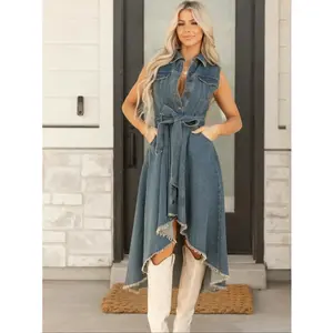 Women's Sleeveless Denim Dress, Casual Summer Fashion, Comfortable & Stylish Design, Perfect for Daily Wear