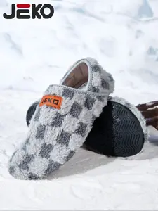 JEKO House Slippers-Unisex Trendy and Fashionable Home Shoes with Thick Velvet, Warm and Cozy Cotton Slippers, Silent, Anti slip and Wear resistant Indoor Shoes, One Step Two Wear, Can be worn outdoors Barefoot Shoes