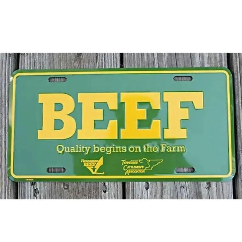 Vintage Eat more BEEF, Florida Beef Counsil, TCA BEEF Green/Red License Plate, 12x6 Aluminum US Made, Tag for Car Truck, Vehicle Accessories Gift