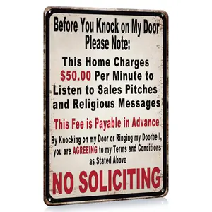 No Soliciting Sign For Home And Business, Warning Door Decor Do Not Ring The Bell, Vintage Plaque Decor Wall Art, Modern Design For Indoor And Outdoor Front Door Use, Water-proof, Dust-proof