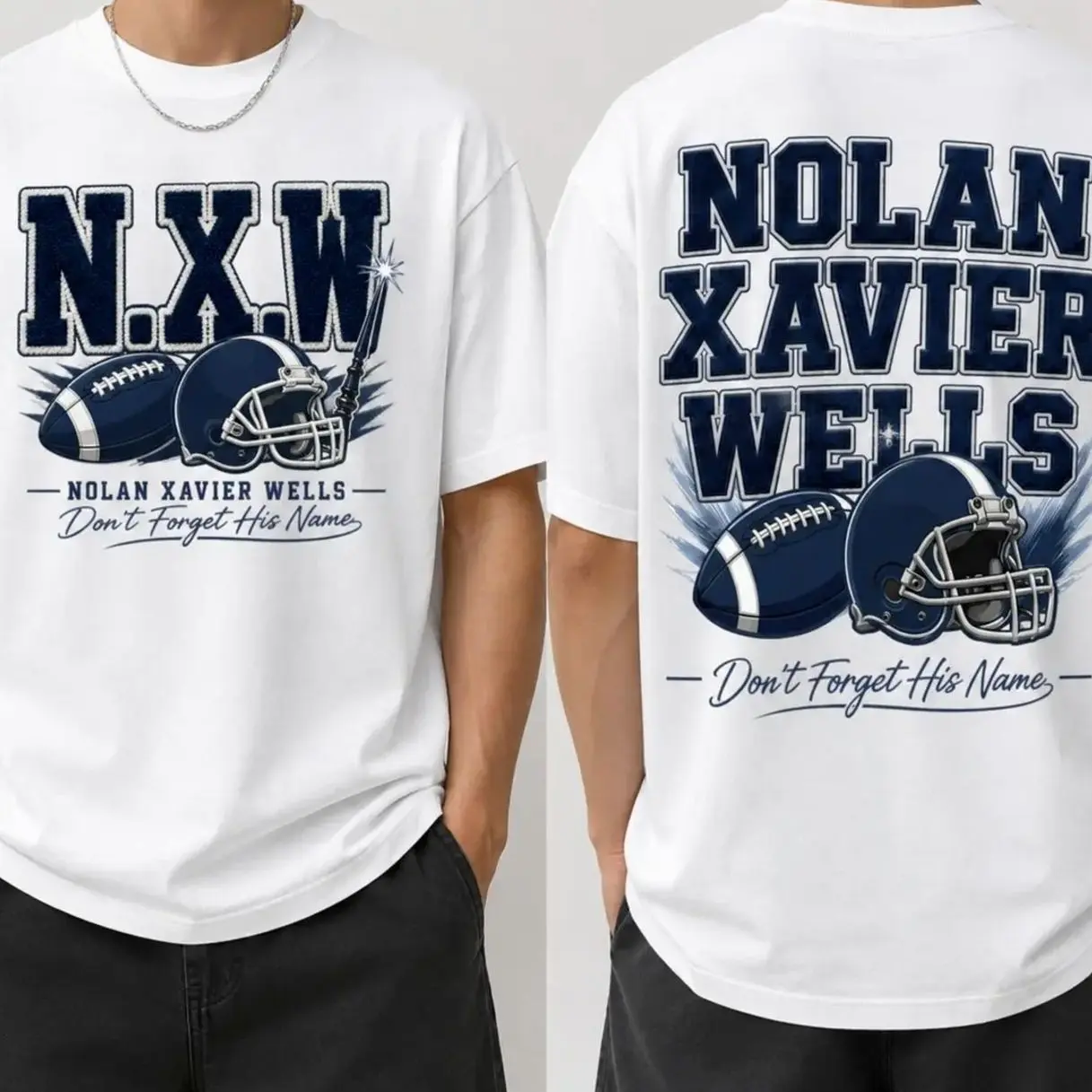 Nolan Xavier Wells Shirt, Dont Forget His Name T-Shirt, NXW Vintage Sports Tee, American Football Fan Oversized Heavyweight Cotton