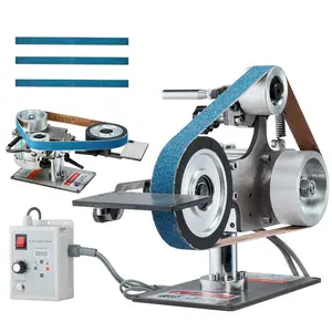 fathersdaygift VEVOR Belt Grinder Sander, 30x 1-Inch Variable Speed Belt Polisher with VFD, 550W Polishing Grinding Machine with 2 Grinding Moulds 3PCS Sanding Belts for Metalworking, Knife Making