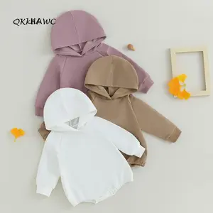Baby Romper, Long Sleeve Hooded Solid Fall Casual Bodysuit Clothes for Girls Boys